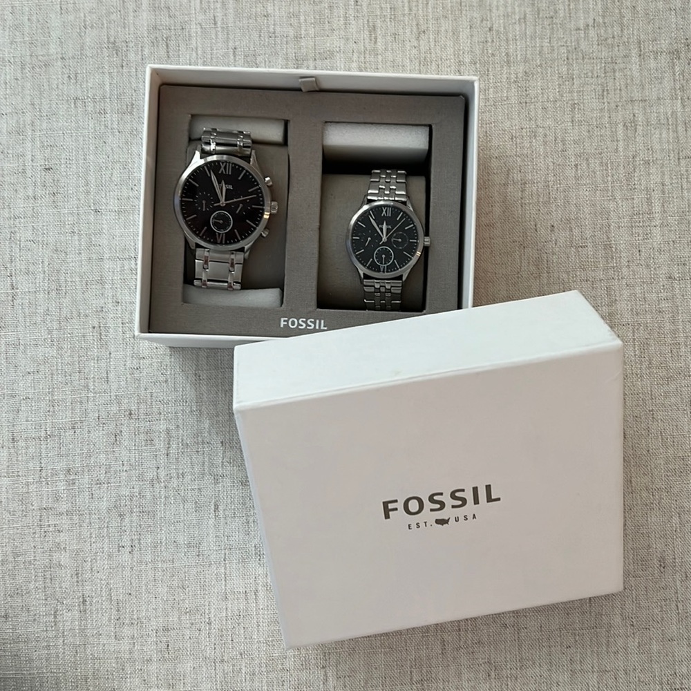 His and her fossil watches